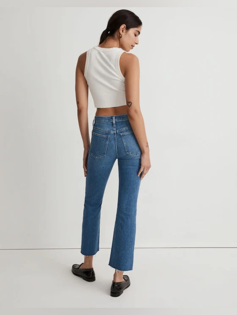 Madewell Jeans Womens 29 Mid Rise Kick Out Crop Stretch Raw Hem - Picture 12 of 12